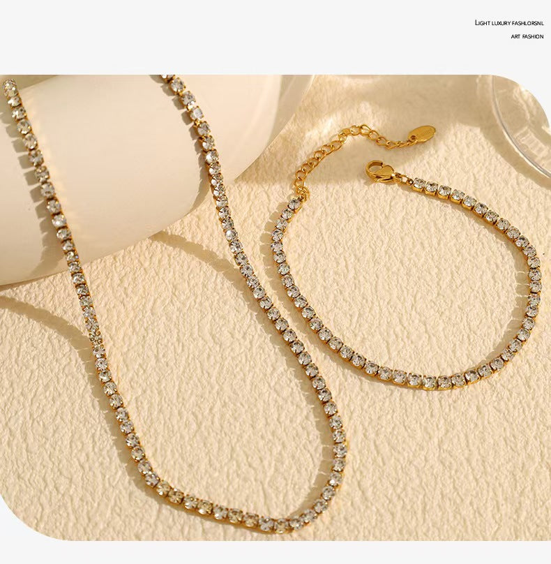 Zirconia Crystal Tennis Bracelet - 18K Gold Plated