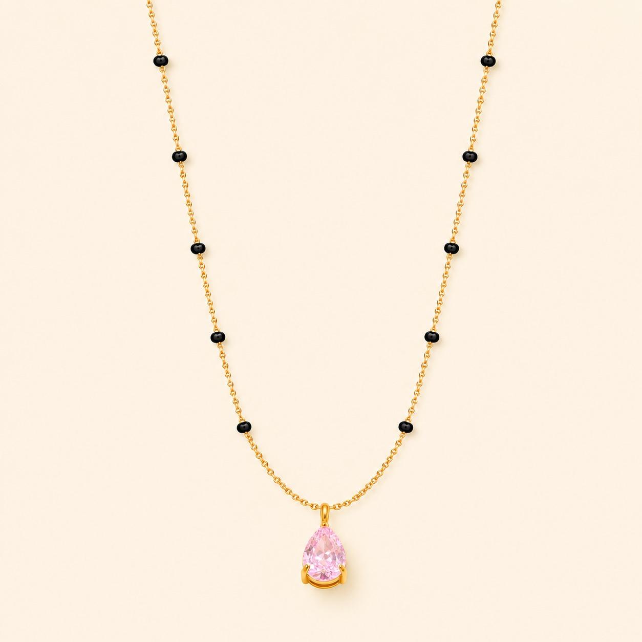 Pink Drop Mangalsutra - 18k Gold Plated