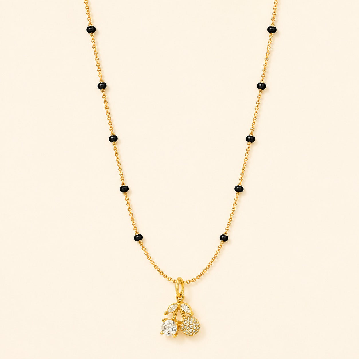 Cherry Crystal Mangalsutra - 18k Gold Plated