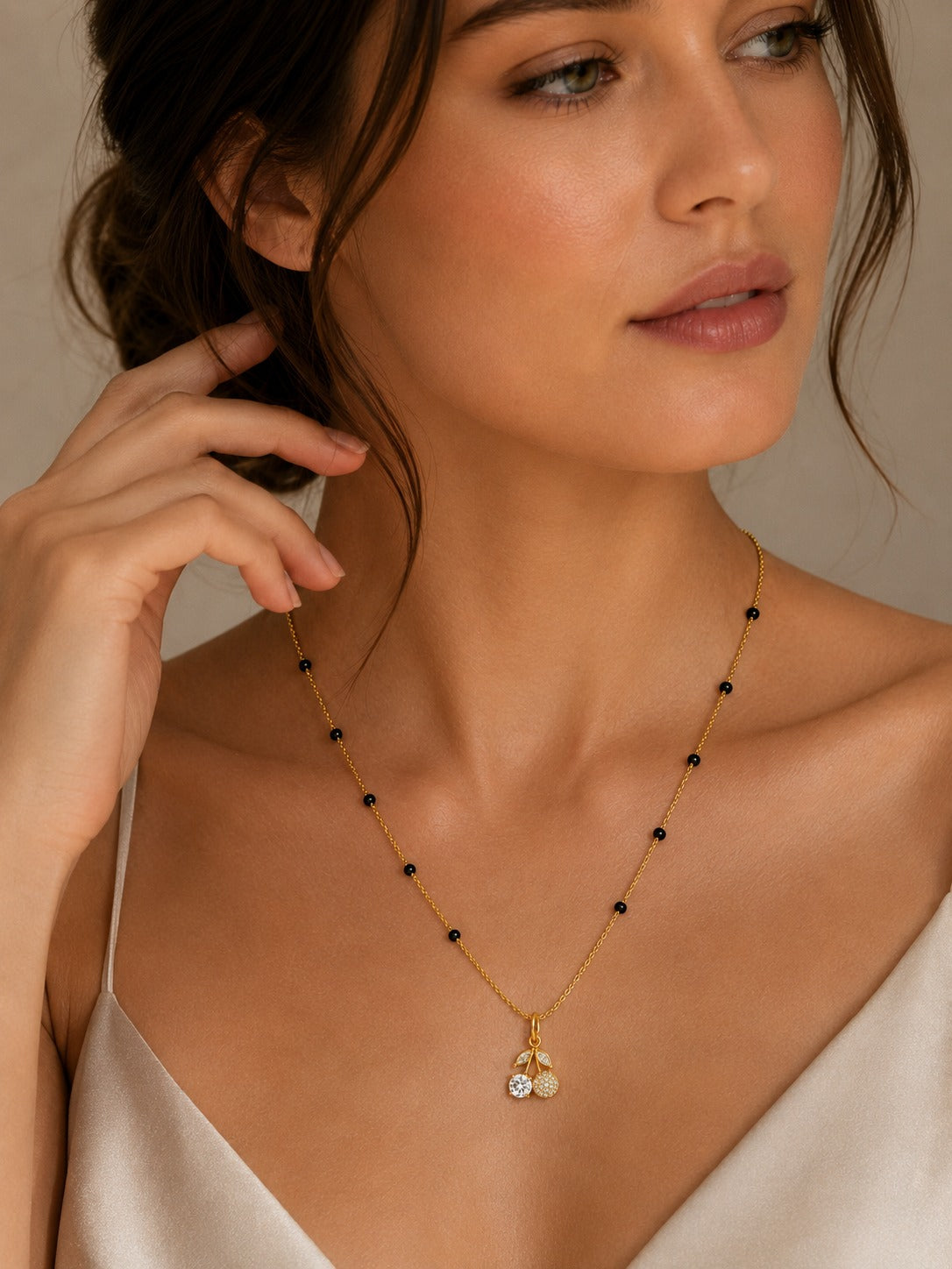 Cherry Crystal Mangalsutra - 18k Gold Plated