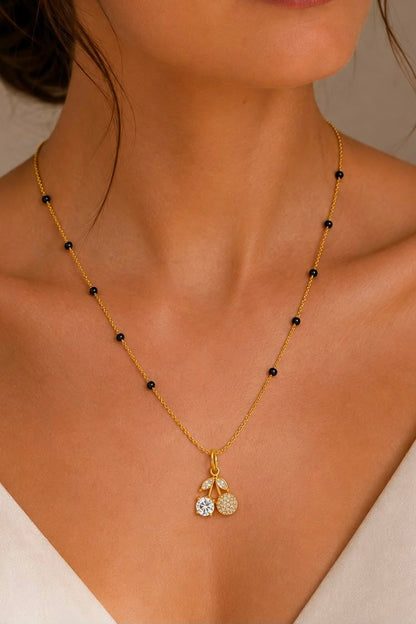 Cherry Crystal Mangalsutra - 18k Gold Plated