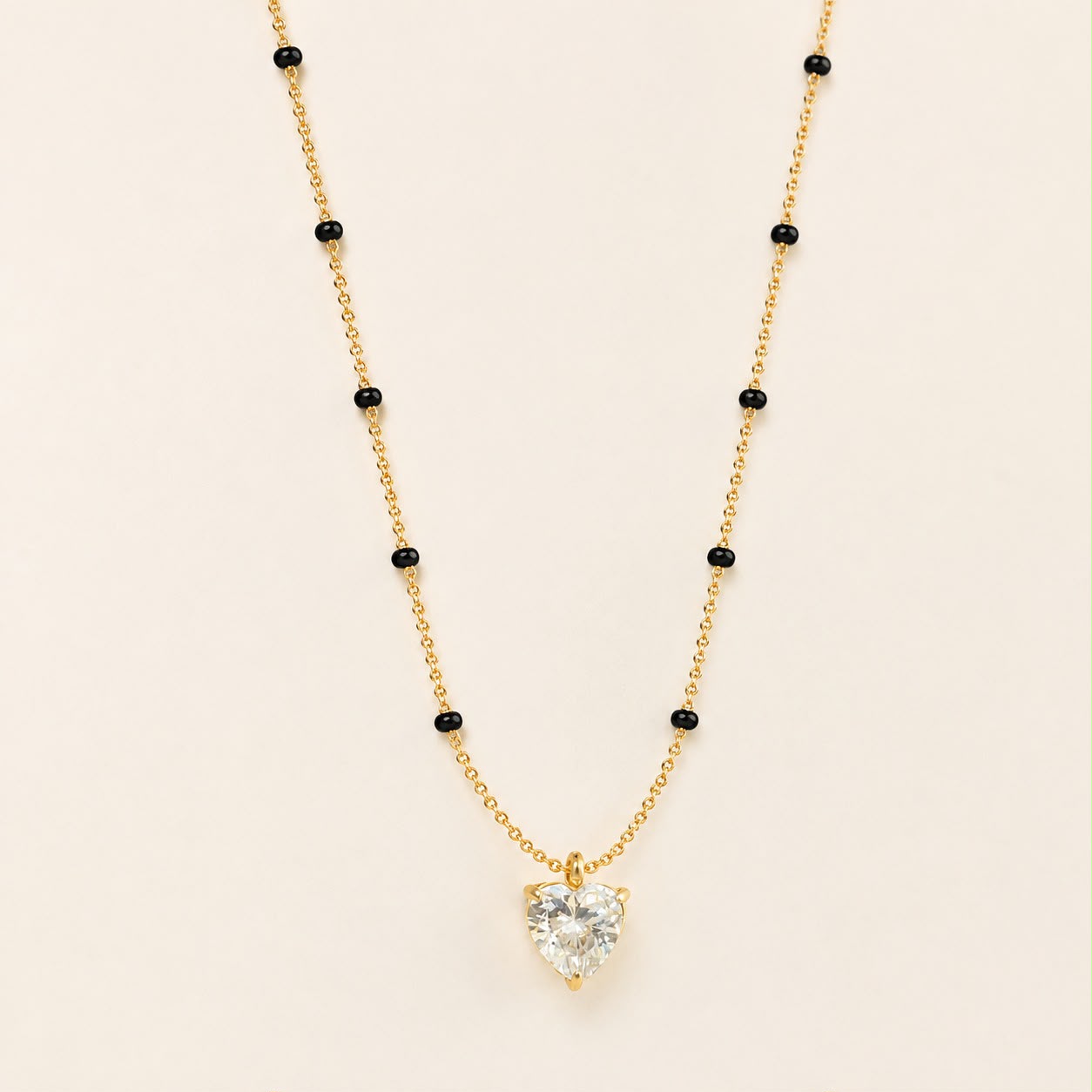 Heart Solitaire Mangalsutra - 18k Gold Plated