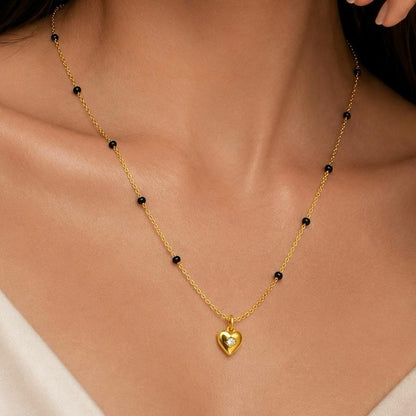 Crystal Heart Mangalsutra - 18k Gold Plated
