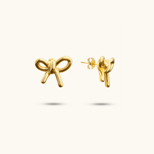 Cutie Bow Stud Earrings - 18K Gold Plated