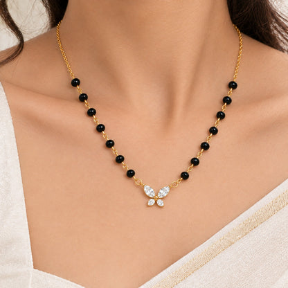 Crystal Wings Mangalsutra - 18K Gold Plated