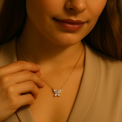 Dainty Butterfly Pendant Necklace - 18K Gold Plated