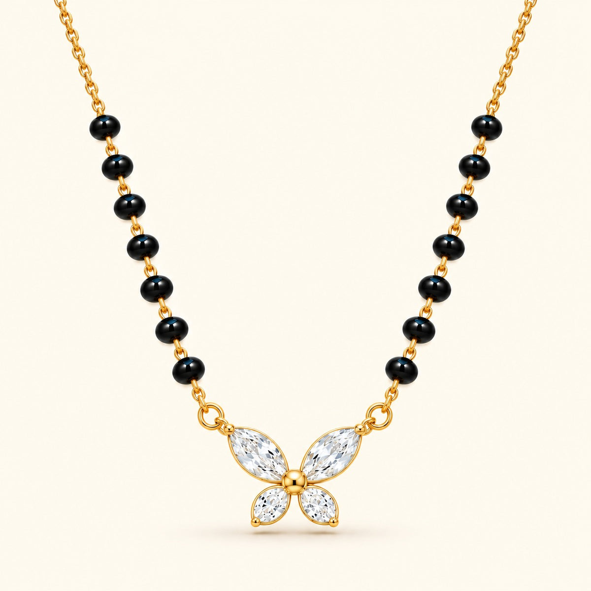 Crystal Wings Mangalsutra - 18K Gold Plated