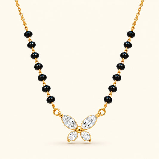 Crystal Wings Mangalsutra - 18K Gold Plated