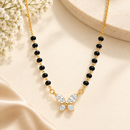 Crystal Wings Mangalsutra - 18K Gold Plated