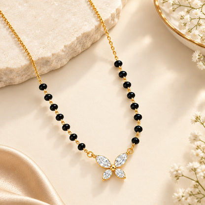 Crystal Wings Mangalsutra - 18K Gold Plated