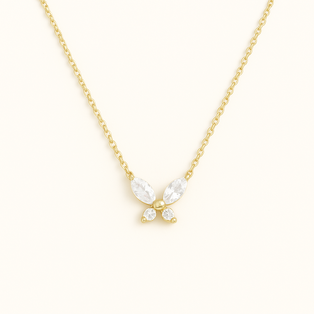 Dainty Butterfly Pendant Necklace - 18K Gold Plated