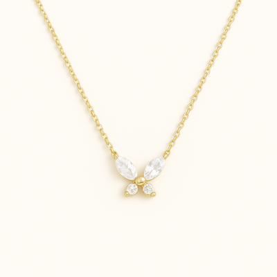 Dainty Butterfly Pendant Necklace - 18K Gold Plated