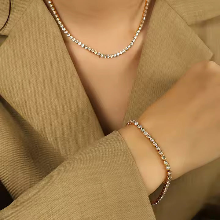Zirconia Crystal Tennis Bracelet - 18K Gold Plated