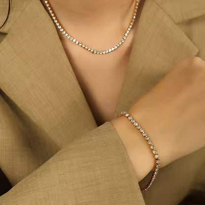 Zirconia Crystal Tennis Bracelet - 18K Gold Plated