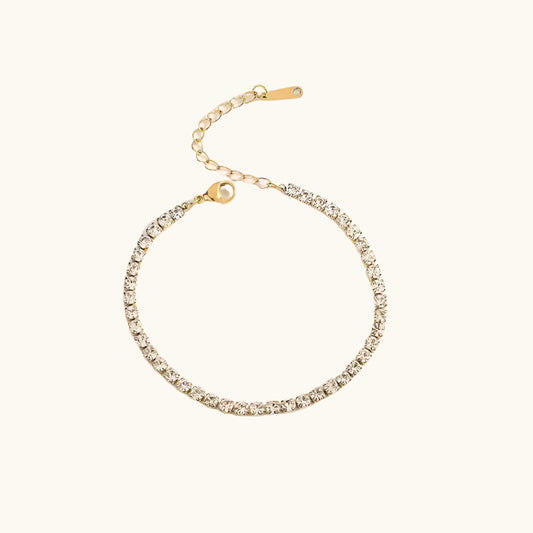 Zirconia Crystal Tennis Bracelet - 18K Gold Plated