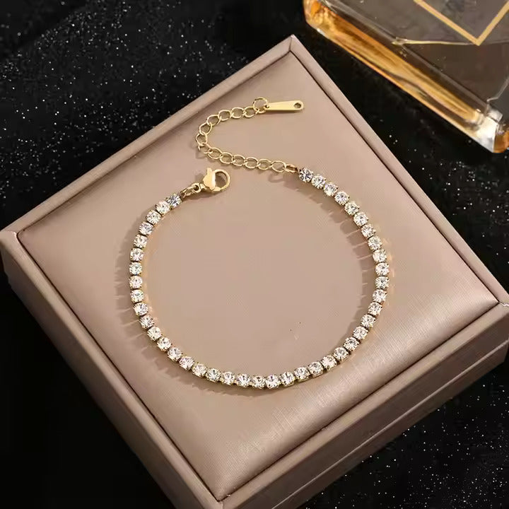 Zirconia Crystal Tennis Bracelet - 18K Gold Plated