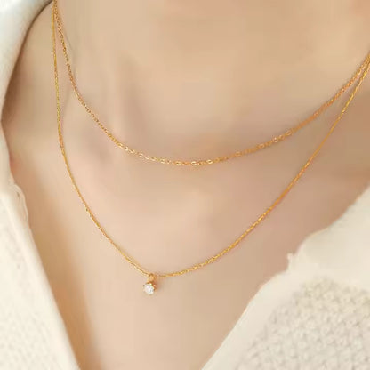 Dainty Solitaire Layered Necklace
