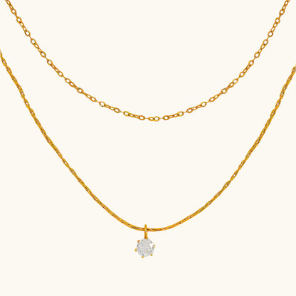 Dainty Solitaire Layered Necklace