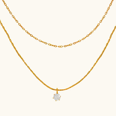 Dainty Solitaire Layered Necklace