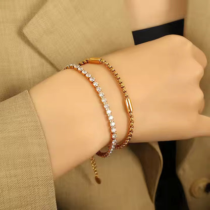 Layered Zirconia Tennis Bracelet - 18K Gold Plated