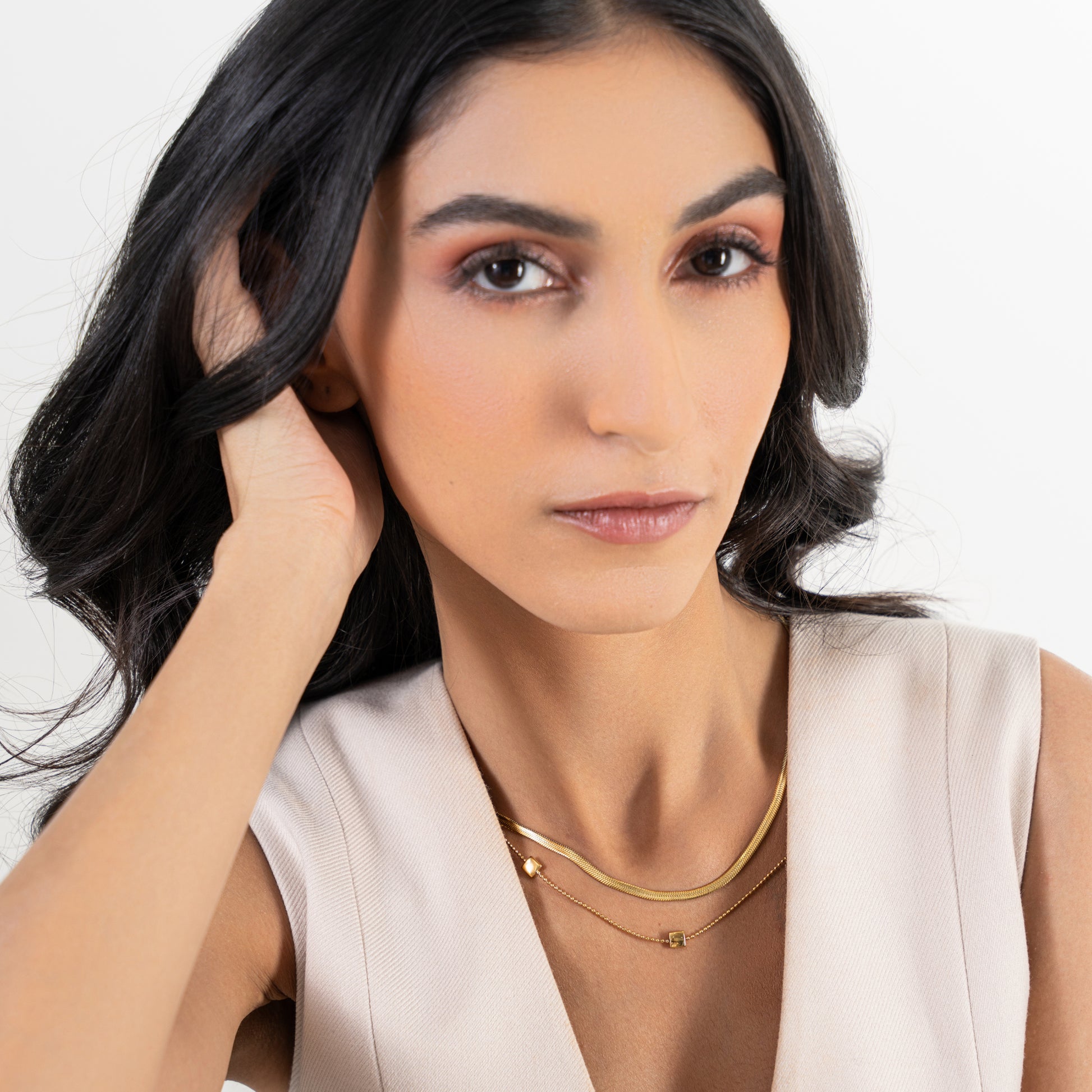 Buy Layered Herringbone Chain Necklace - 18K Gold Plated online jewellery