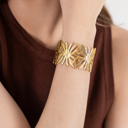 Luce Cuff Bangle Bracelet - 18K Gold Plated