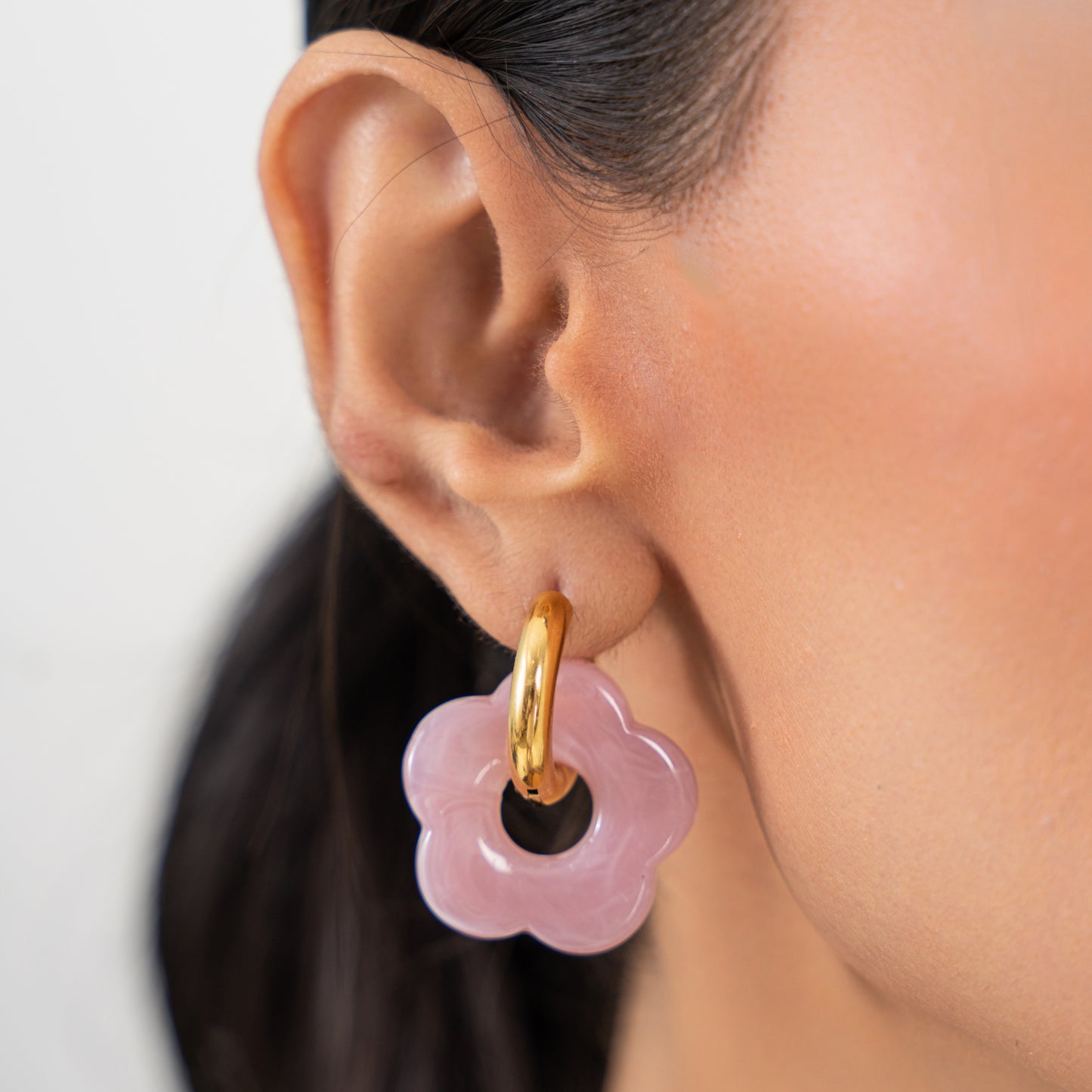 Buy Pink Enamel Hoop Earrings - 18K Gold Plated online jewellery