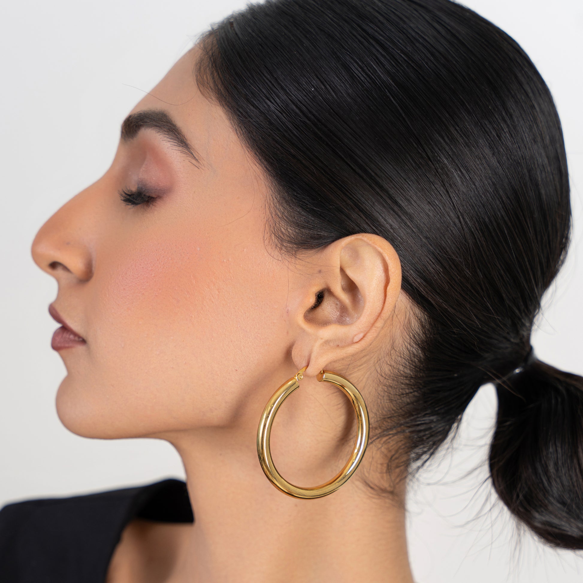 Buy Statement Zella Hoops Earrings (Large) - 18K Gold Plated online jewellery