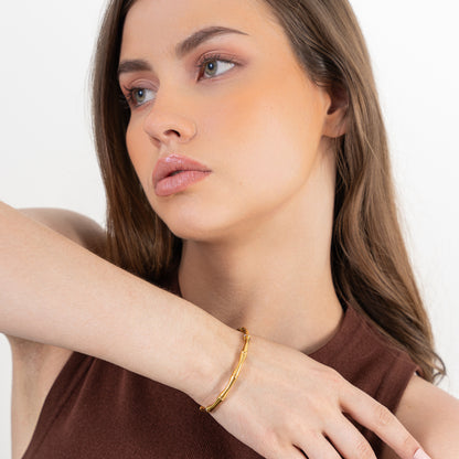 Sleek Cuff Bangle Bracelet - 18K Gold Plated