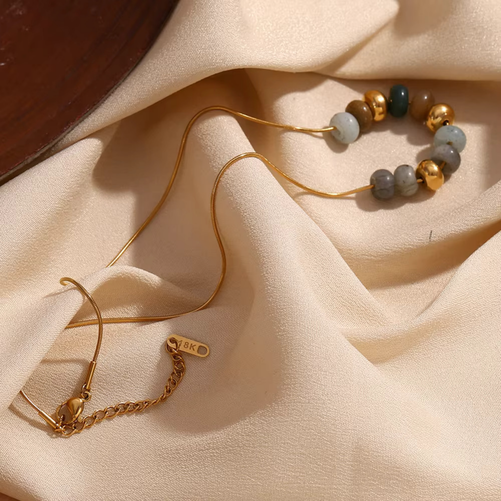 Buy Natural Stone Beaded Necklace - 18K Gold Plated online jewellery