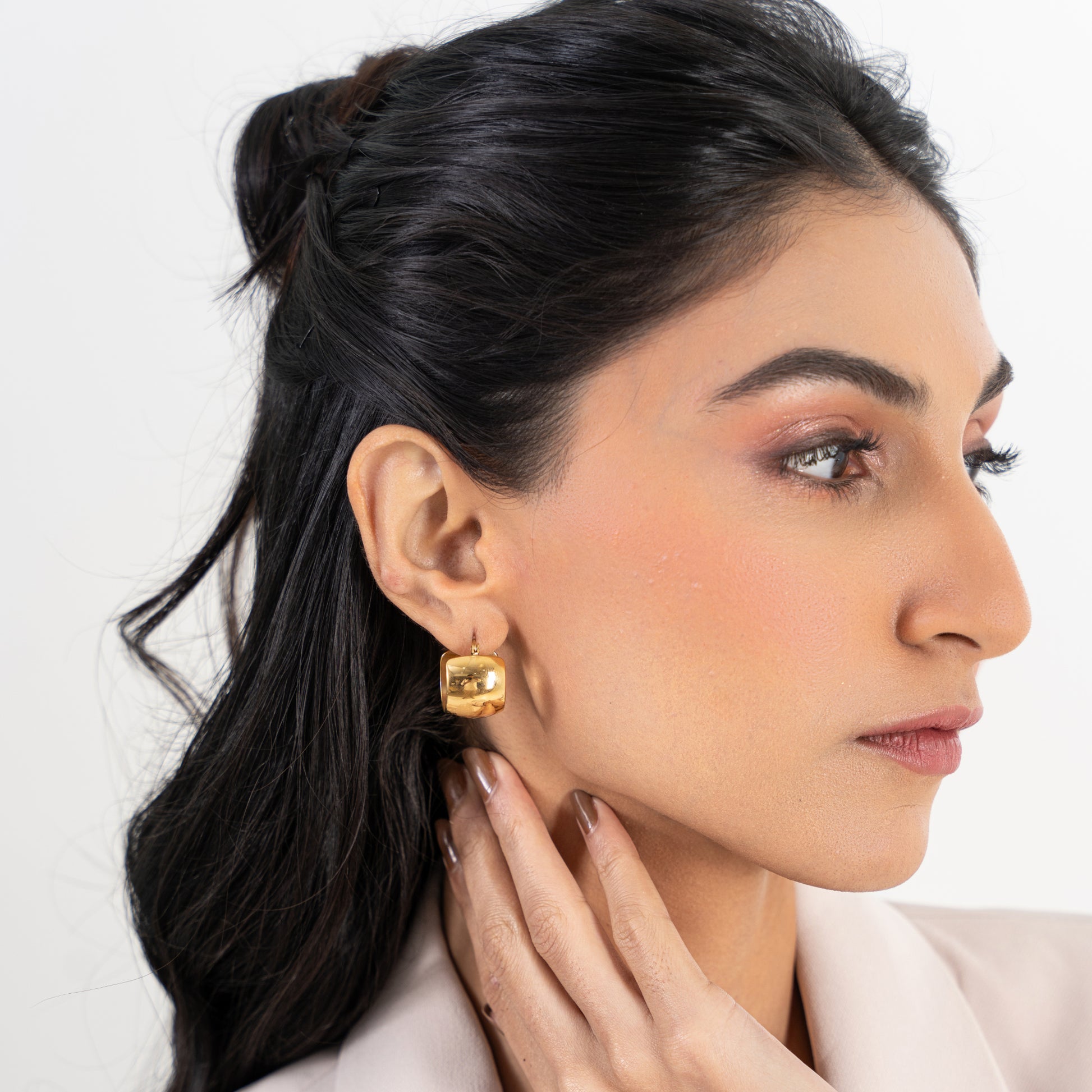 Buy Mini Chunky Hoop Earrings - 18K Gold Plated online jewellery