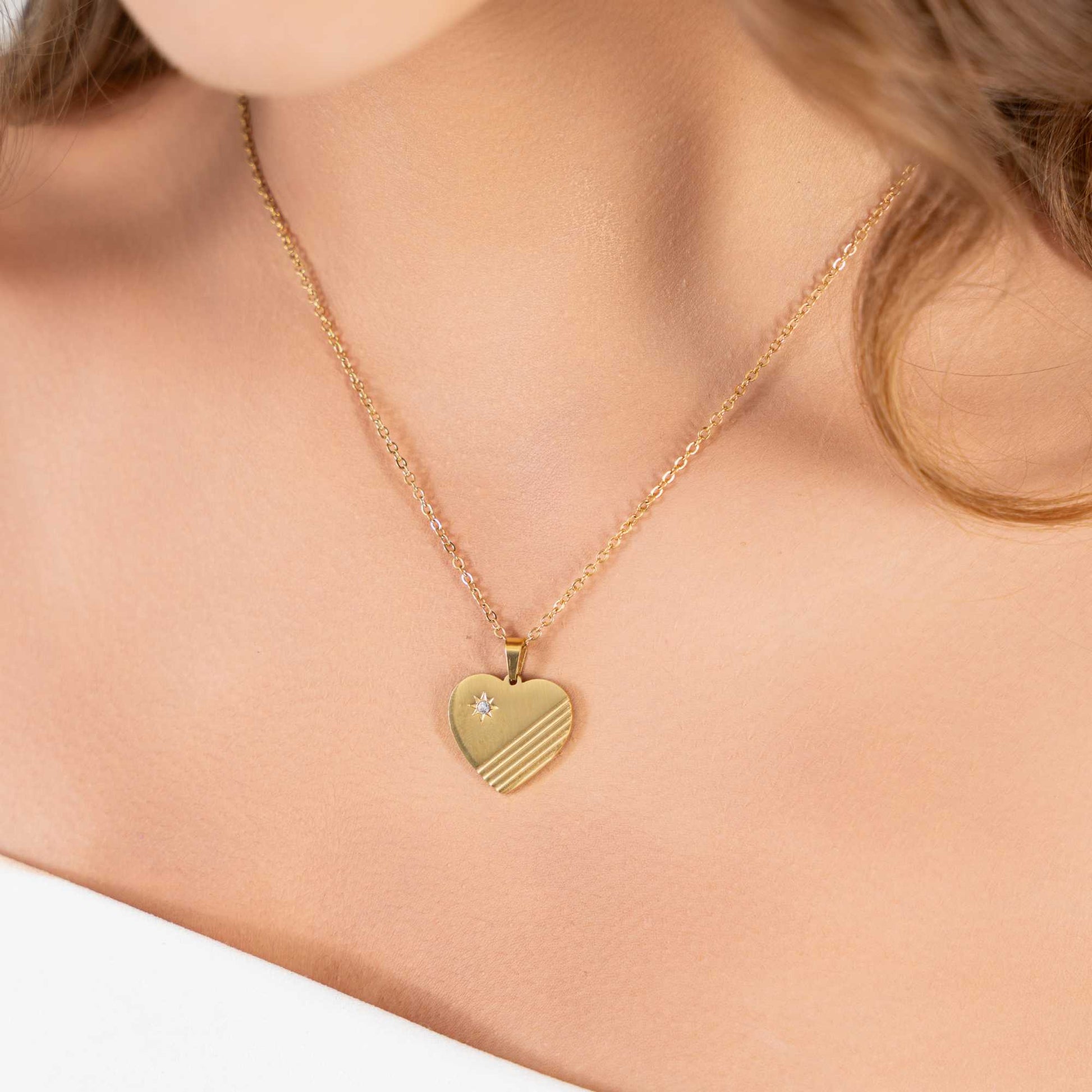 Buy Classy Heart Crystal Pendant - 18K Gold Plated online jewellery