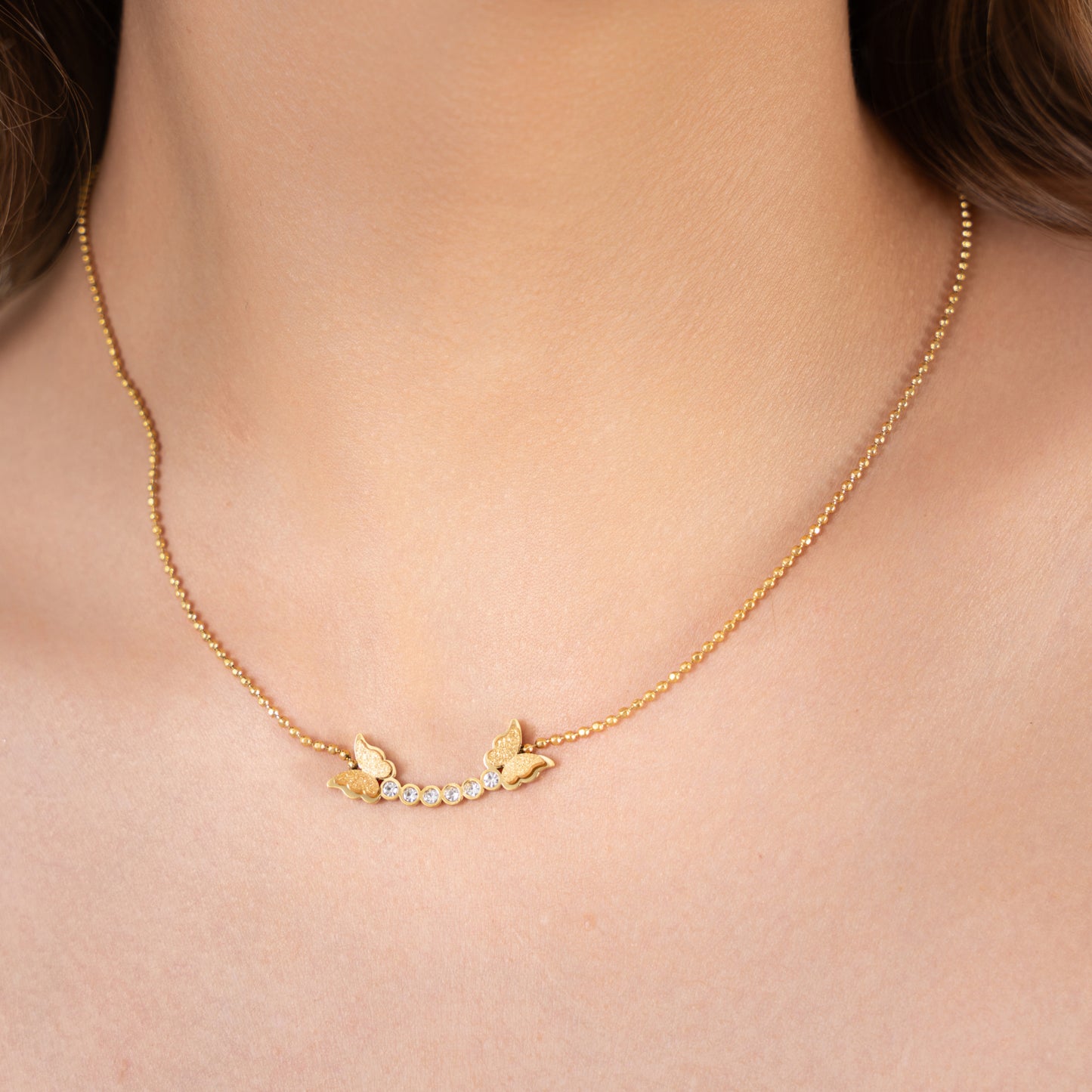Buy Butterfly Zirconia Necklace - 18K Gold Plated online jewellery
