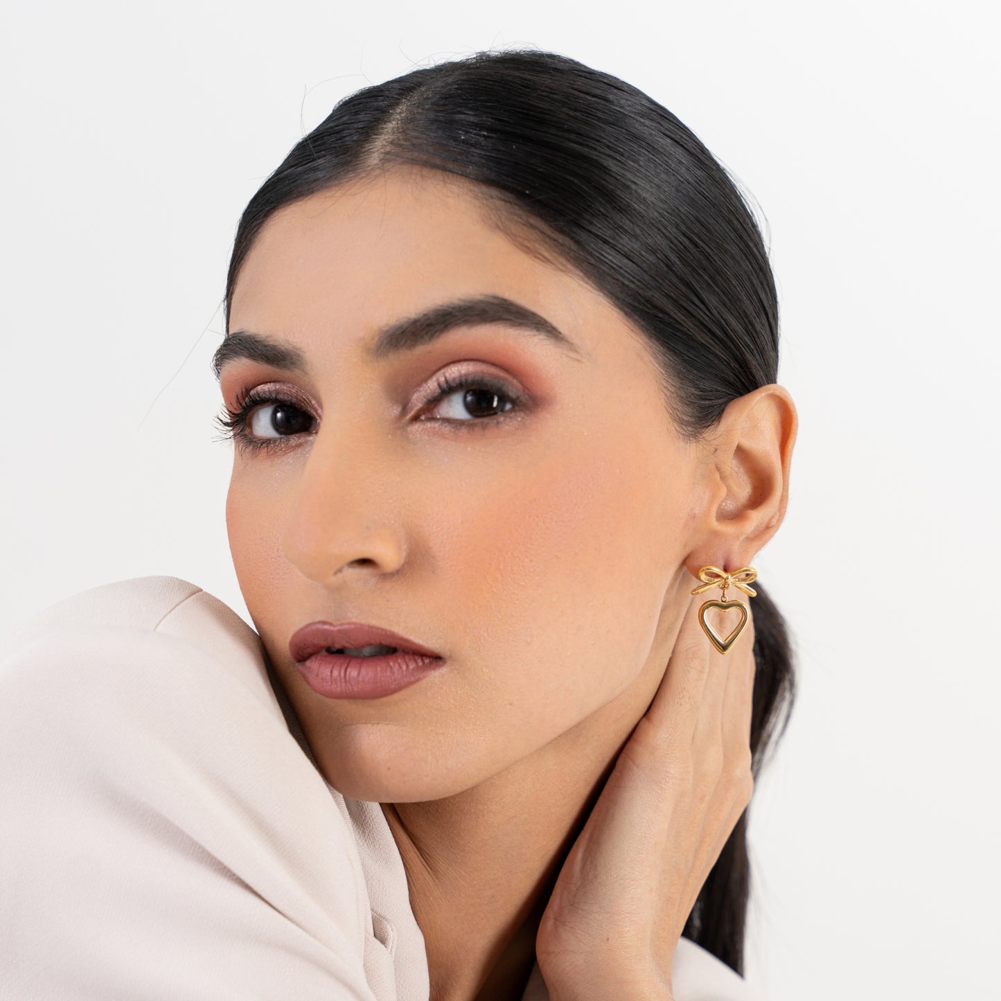 Buy Bow Heart Earrings - 18K Gold Plated online jewellery