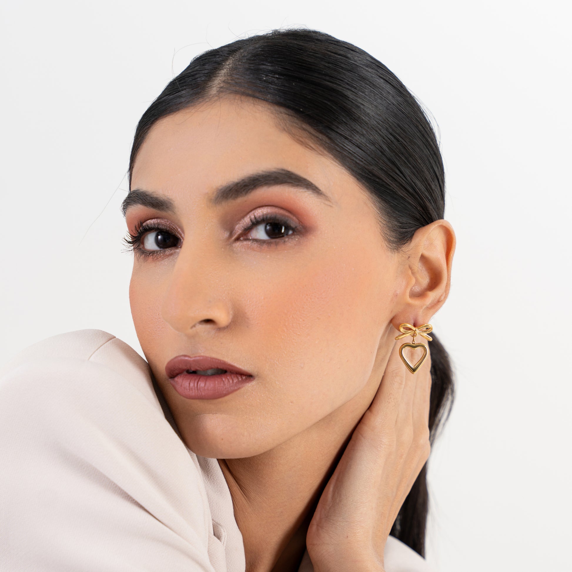 Buy Bow Heart Earrings - 18K Gold Plated online jewellery