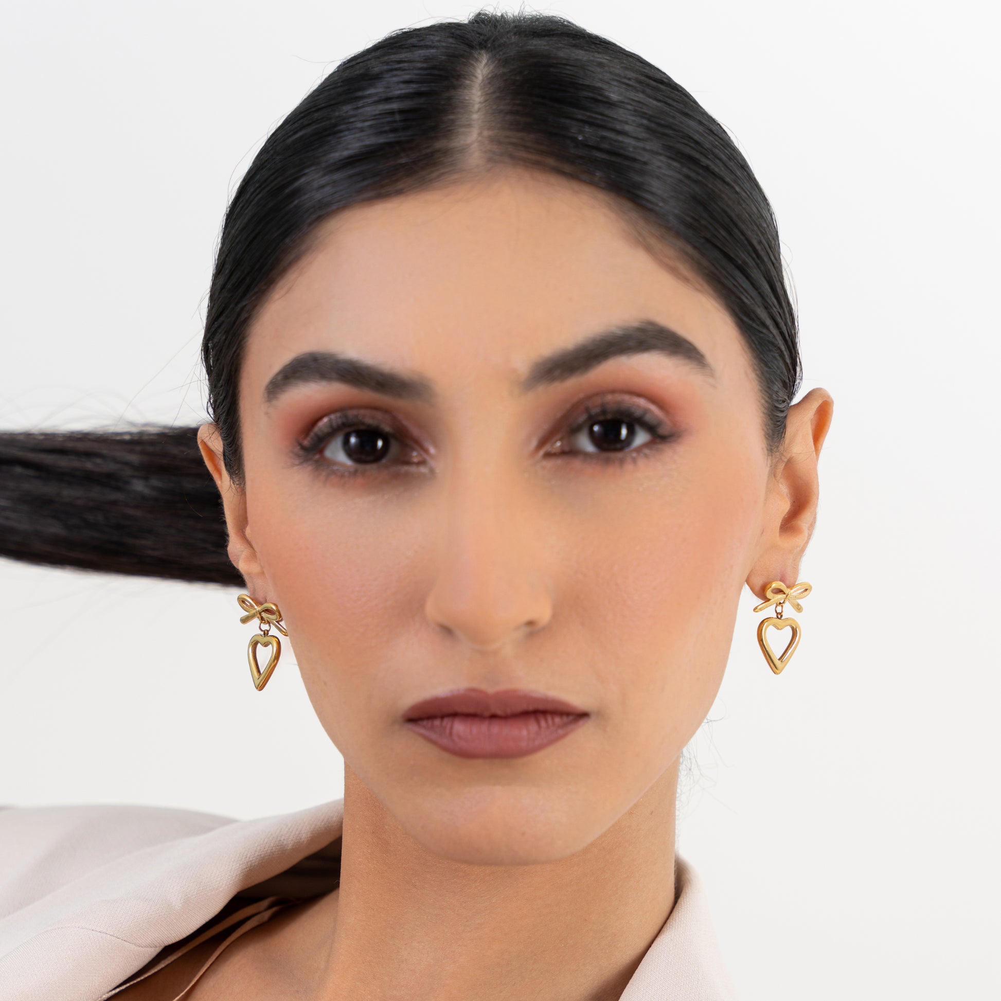 Buy Bow Heart Earrings - 18K Gold Plated online jewellery