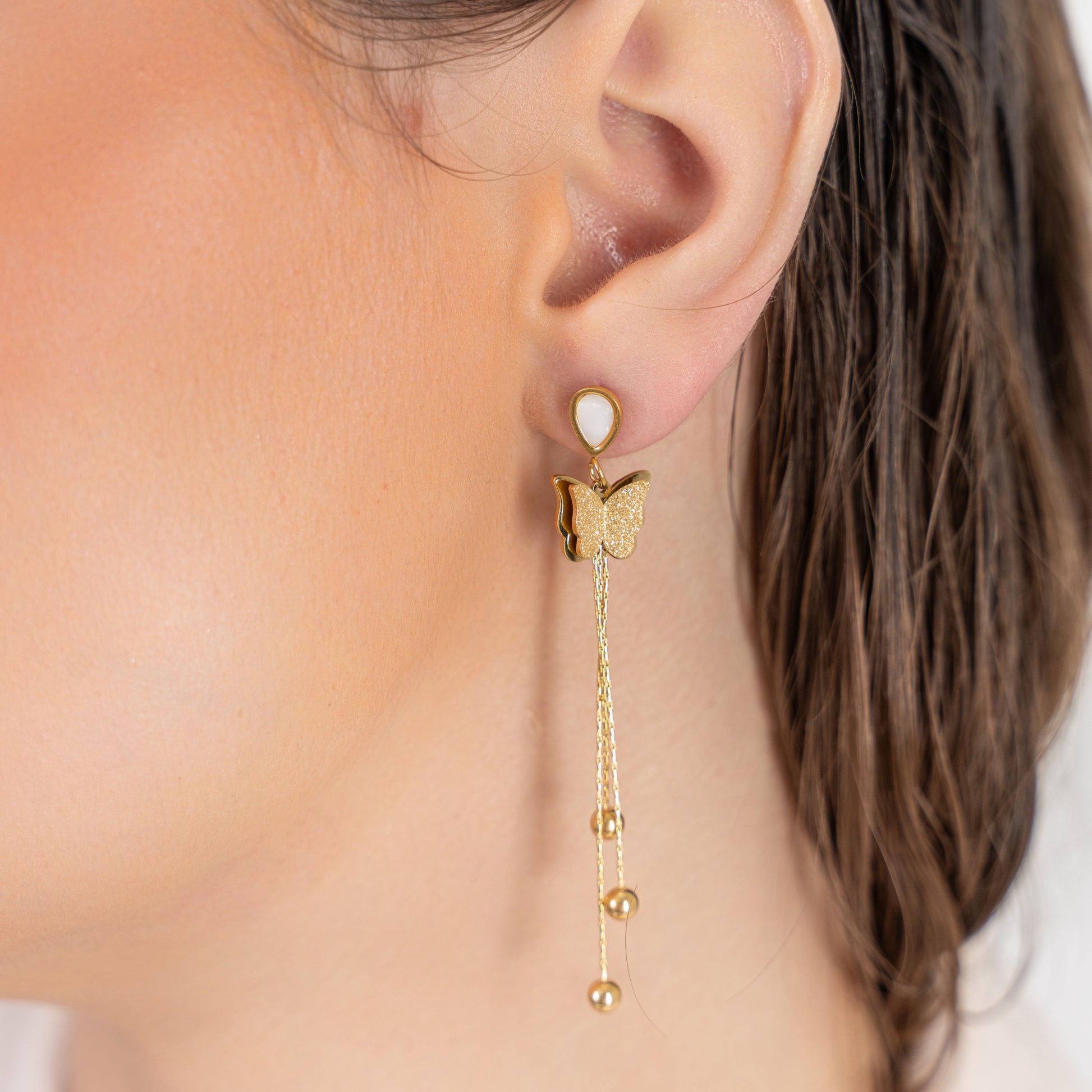 Buy Butterfly Enamel Danglers - 18K Gold Plated online jewellery