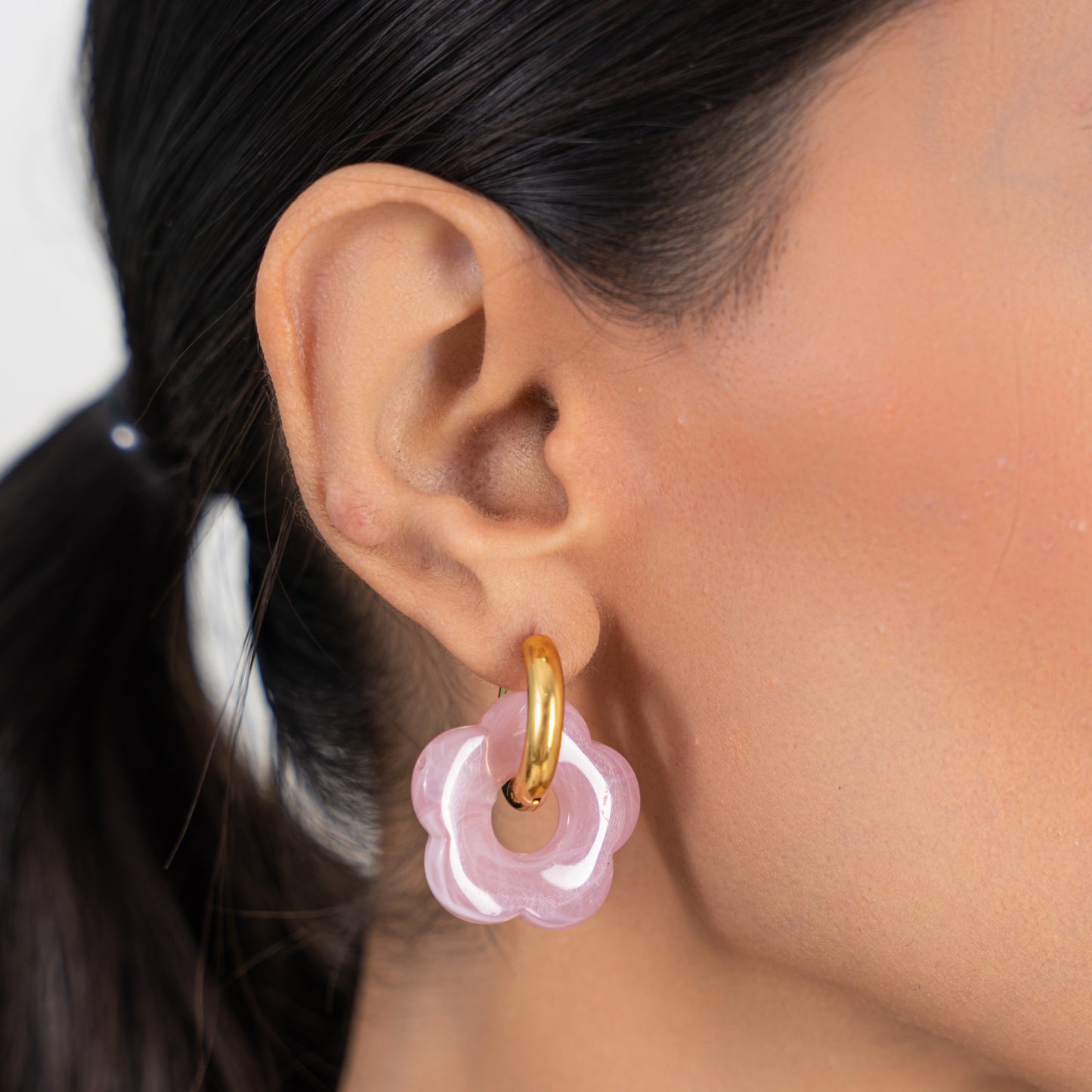 Buy Pink Enamel Hoop Earrings - 18K Gold Plated online jewellery