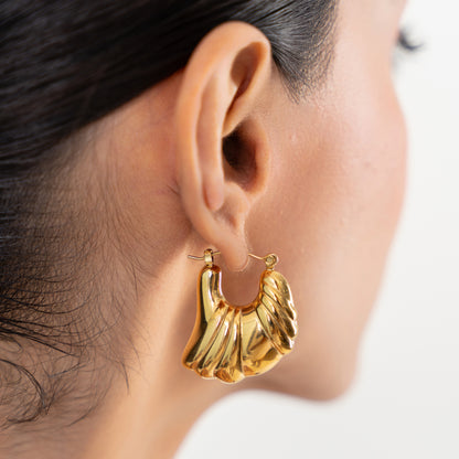Buy Feather Hoop Earrings - 18K Gold Plated online jewellery