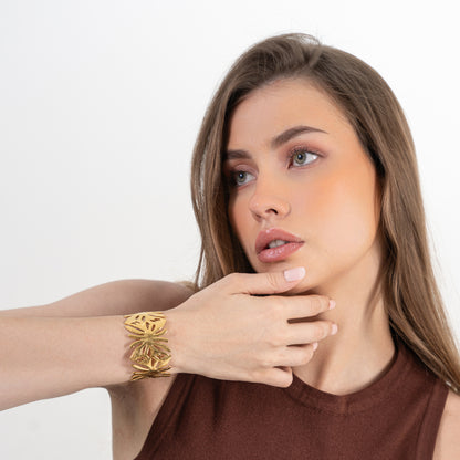 Luce Cuff Bangle Bracelet - 18K Gold Plated