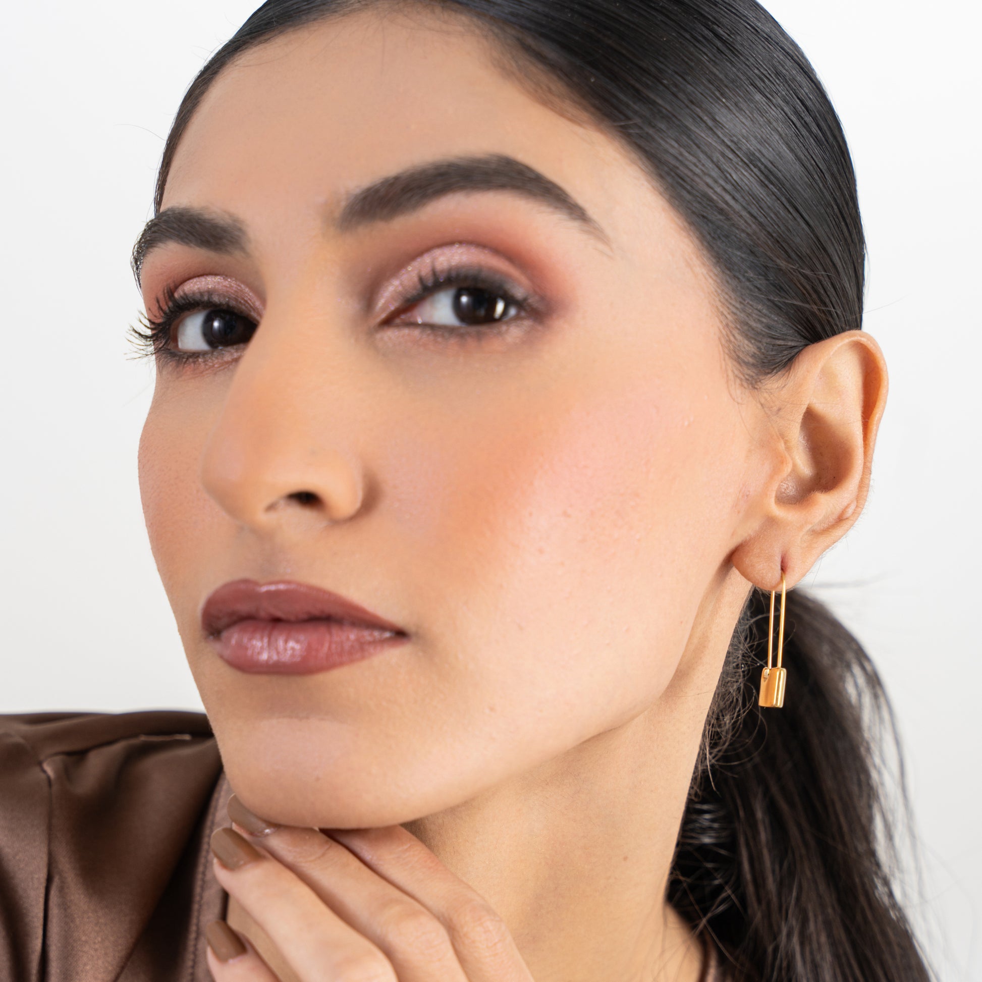 Buy Safety Pin Earrings - 18K Gold Plated online jewellery