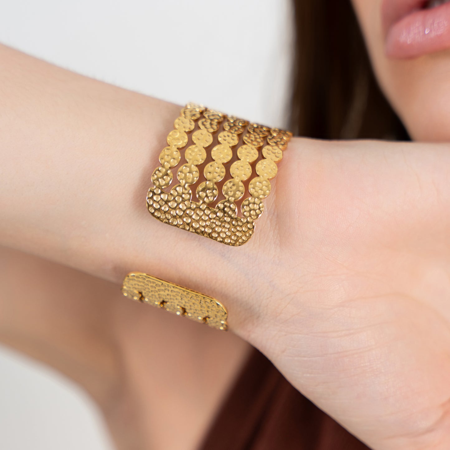 Chunky Cuff Bangle Bracelet - 18K Gold Plated