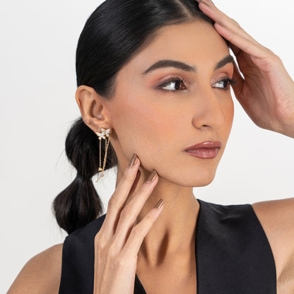 Butterfly Enamel Thready Earrings - 18K Gold Plated
