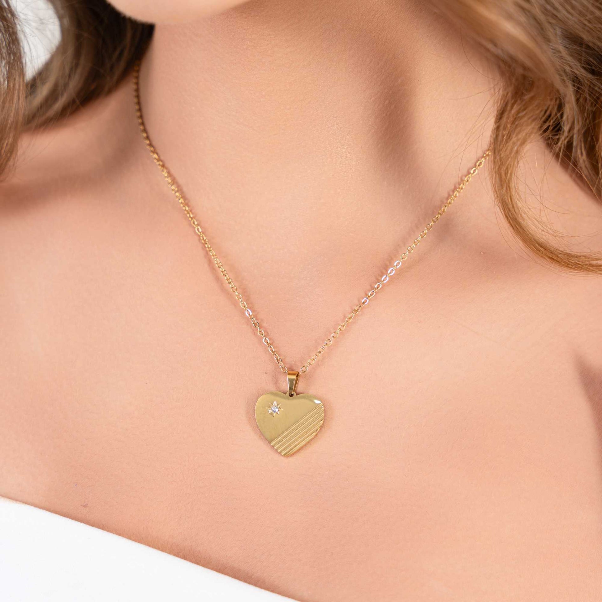 Buy Classy Heart Crystal Pendant - 18K Gold Plated online jewellery