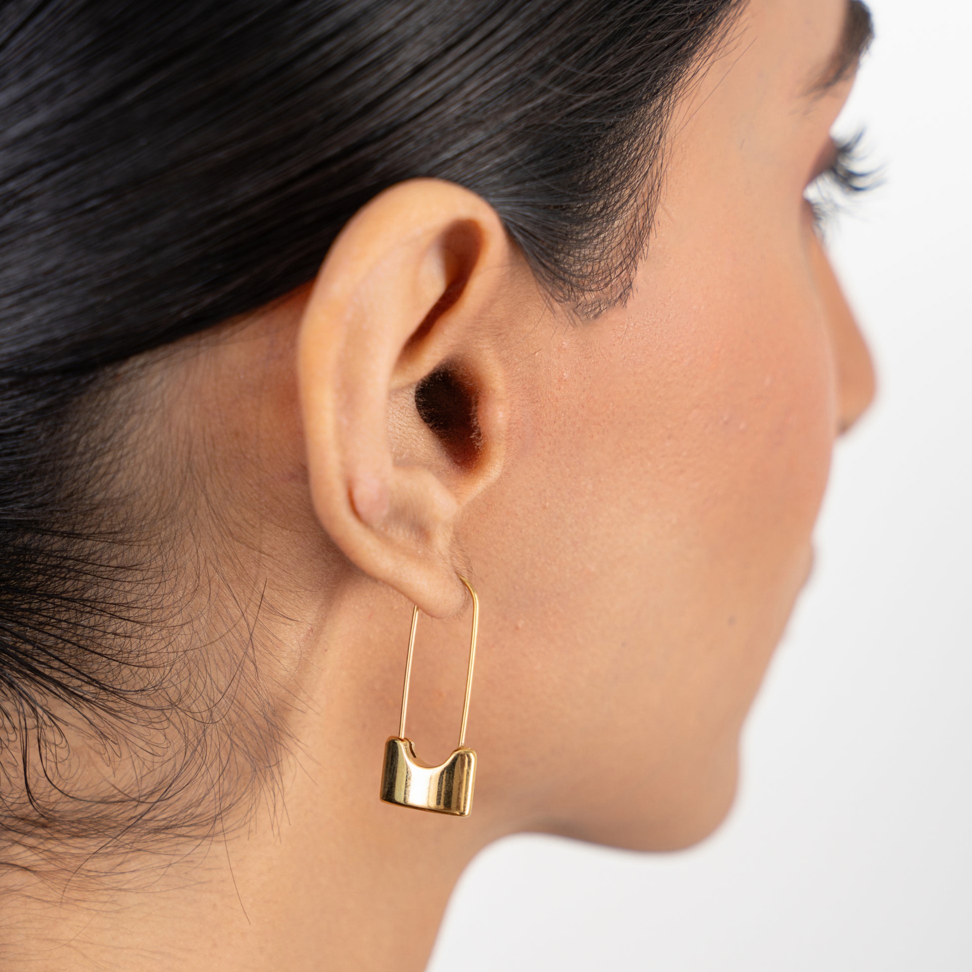 Buy Safety Pin Earrings - 18K Gold Plated online jewellery