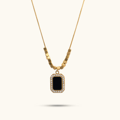 Clavicle Gemstone Bar Necklace - 18K Gold Plated