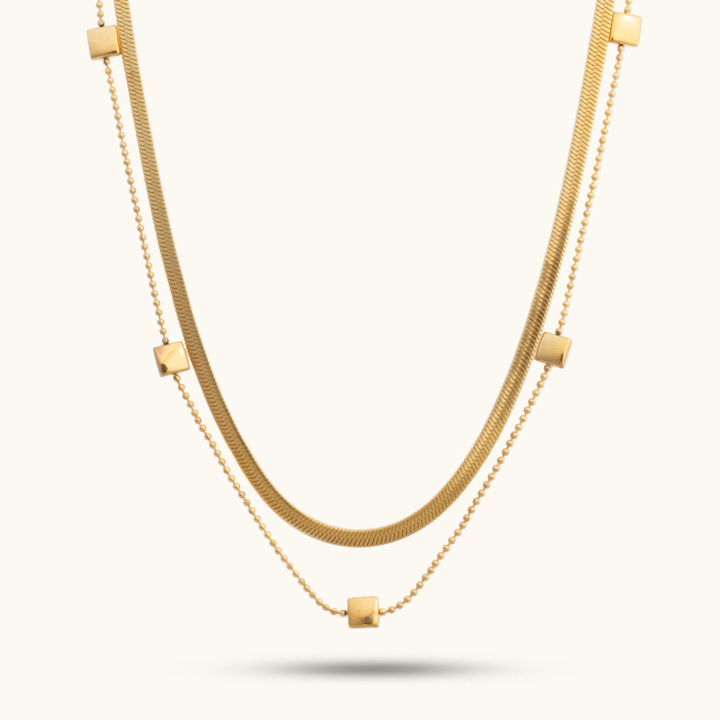Buy Layered Herringbone Chain Necklace - 18K Gold Plated online jewellery