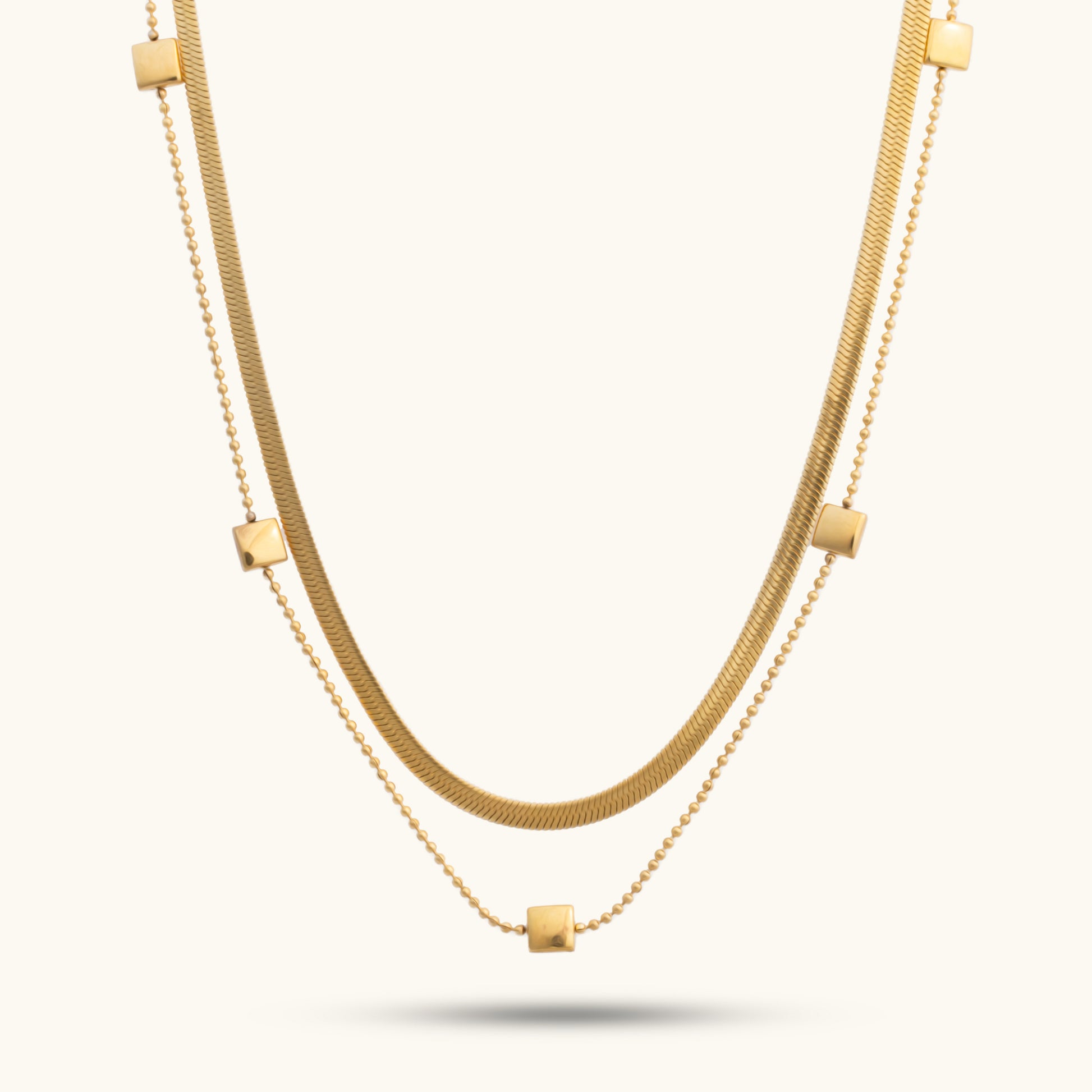 Buy Layered Herringbone Chain Necklace - 18K Gold Plated online jewellery