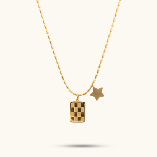 Buy Check Drop Star Necklace - 18K Gold Plated online jewellery