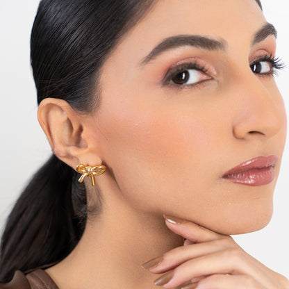 Buy Cutie Bow Earrings - 18K Gold Plated online jewellery